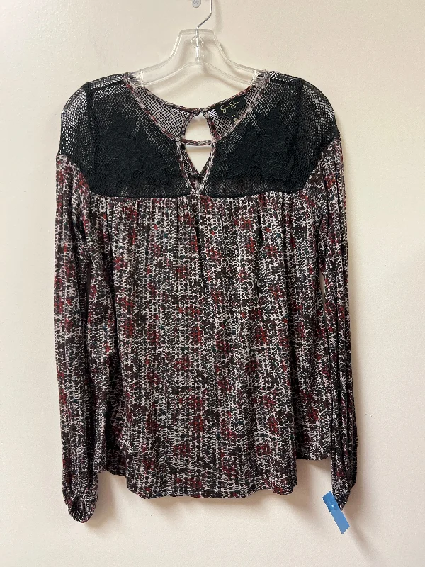 Sportswear Styles Top Long Sleeve By Jessica Simpson In Black & Red, Size: Xs