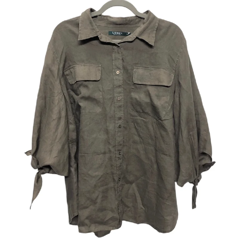 Trench Coats Top 3/4 Sleeve By Lauren By Ralph Lauren In Green, Size:2X