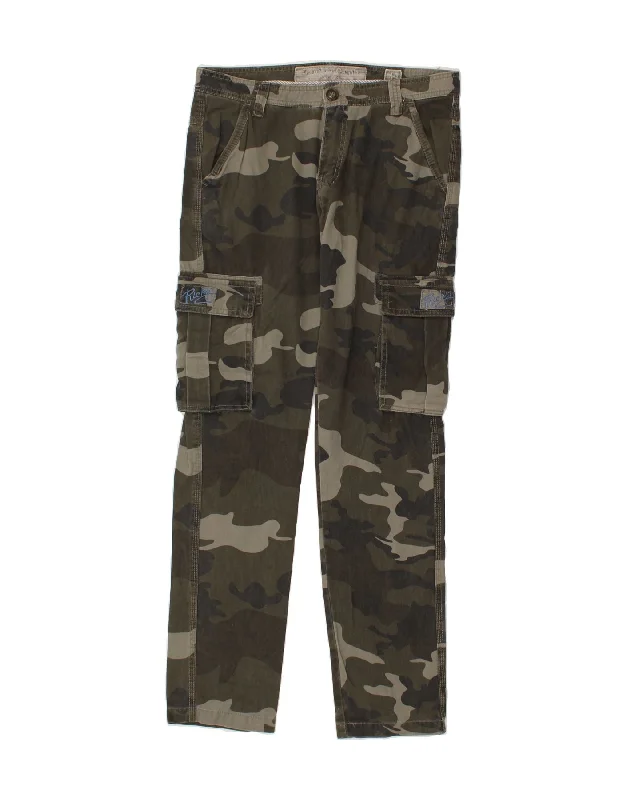 Trendy Outerwear VINTAGE Mens Slim Cargo Trousers W48 L34 Green Camouflage Cotton