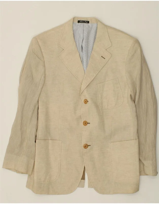 Cool Hoodies HARMONT & BLAINE Mens 3 Button Blazer Jacket IT 50 Large Beige Cotton