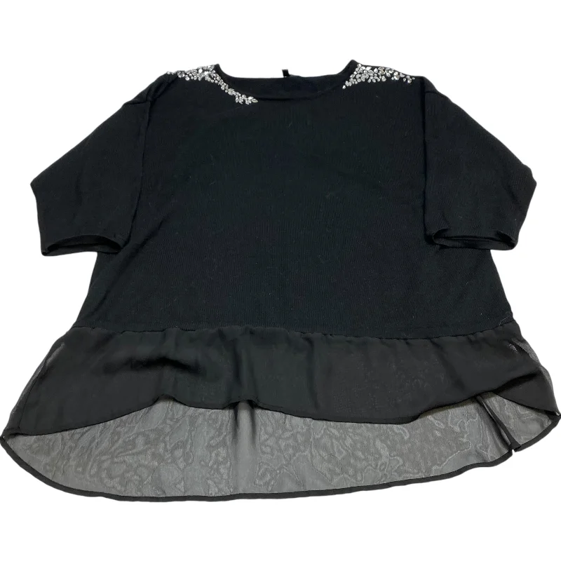 Smart Casual Top 3/4 Sleeve By Cable And Gauge In Black, Size: 1x