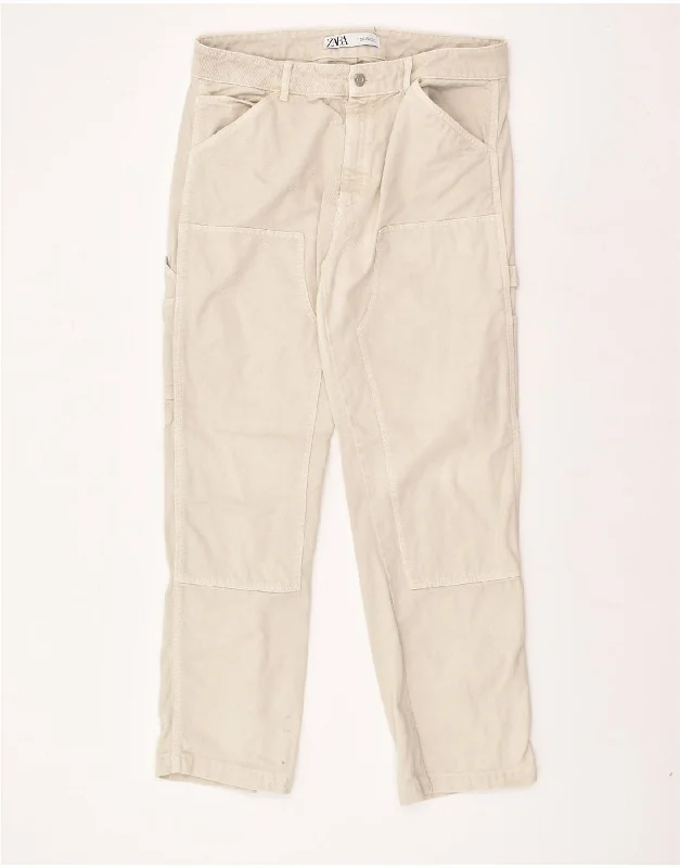 Street Hoodies ZARA Mens Straight Cargo Trousers W34 L30  Beige