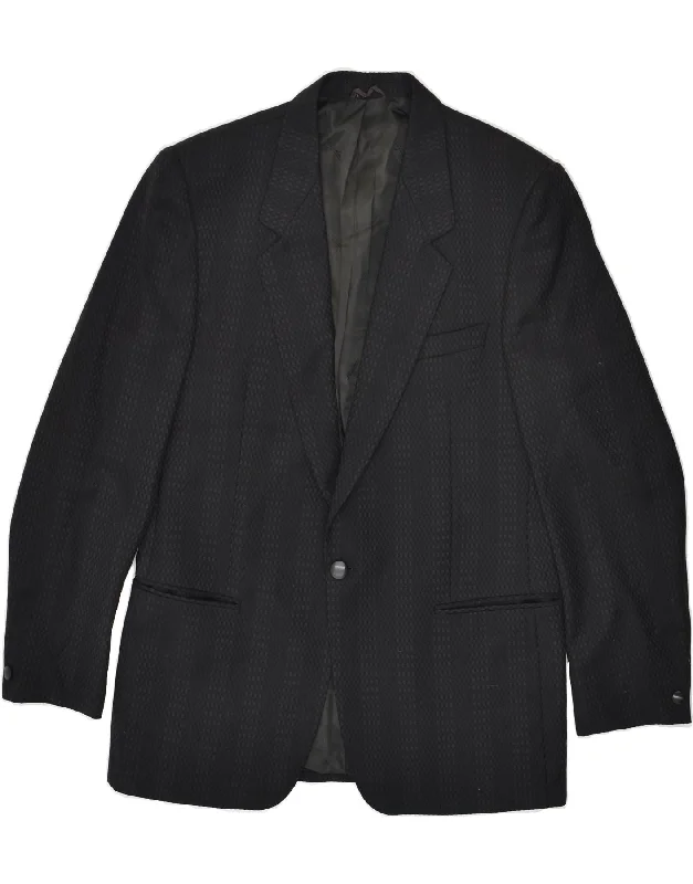 Luxury Comfort BORSALINO Mens 1 Button Blazer Jacket UK 38 Medium Black Striped