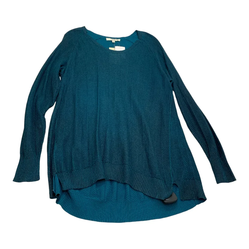 Stylish Sweaters Top Long Sleeve By Sejour In Teal, Size: 1x