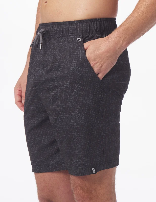 Casual Sweatshirts Versatility Short 7.5": Black Grid