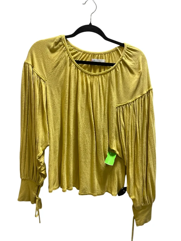 Hipster Style Top Long Sleeve By Free People In Yellow, Size: S