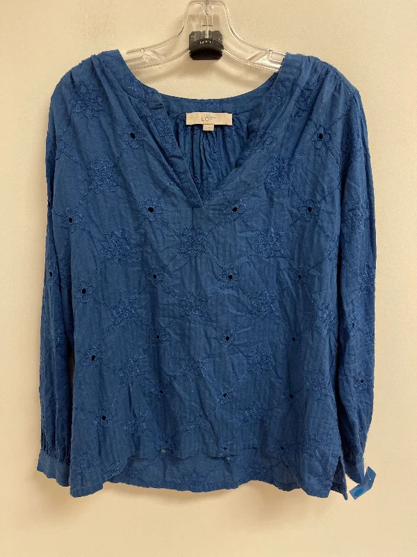 Bomber Jackets Top Long Sleeve By Loft In Blue, Size: S