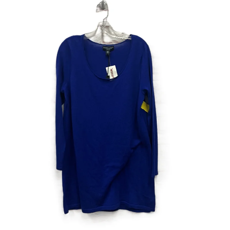 Stylish Polos Top Long Sleeve By Cynthia Rowley In Blue, Size: 1x