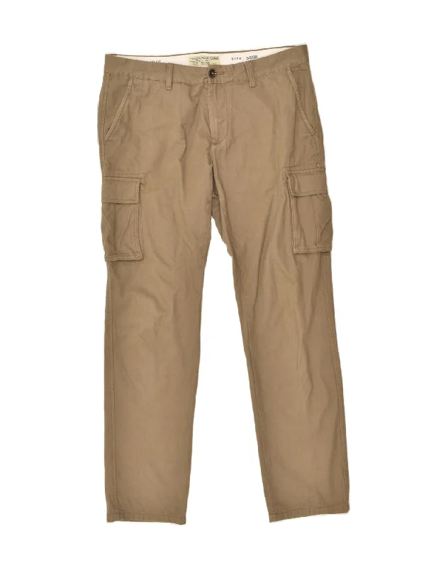 Rugged Jackets OVS Mens Regular Fit Cargo Trousers IT 52 XL W36 L33 Beige Cotton