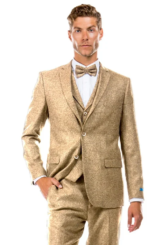 Effortless Style Tan Suits For Wedding - Tan Groomsmen Suits - Tan Vintage Style Tuxedo