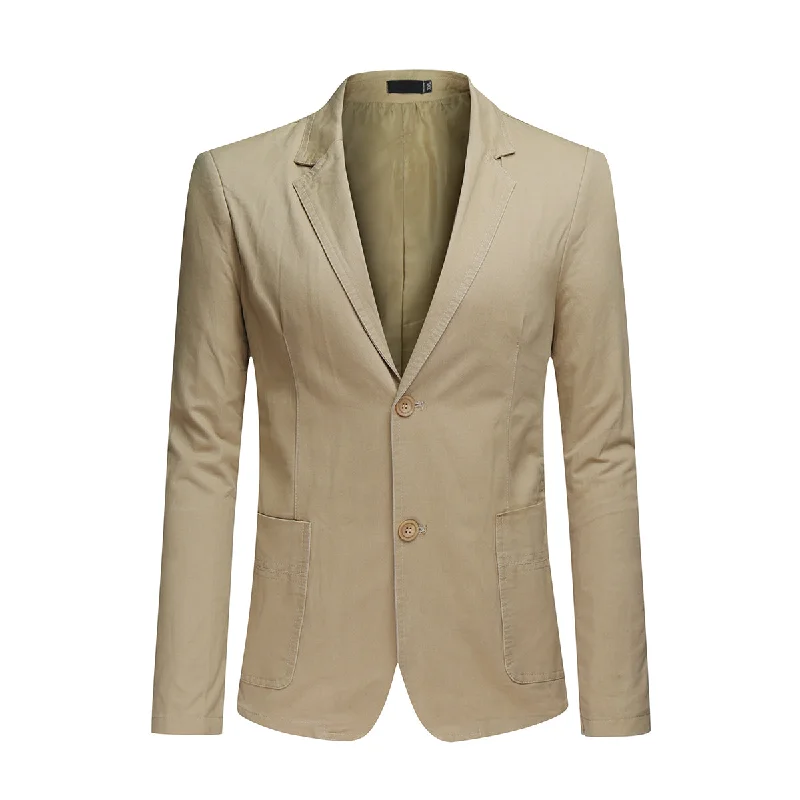 Stylish Comfort Mens Casual 2 Buttons Slim Fit Jacket Sport Coat Light Khaki