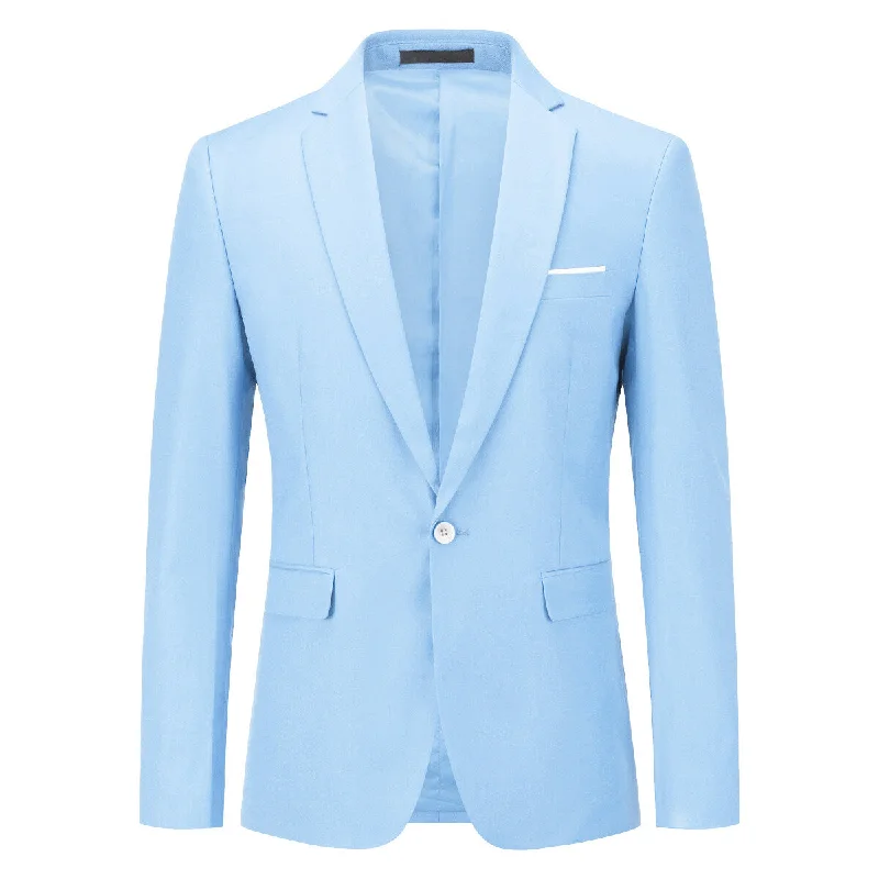 Retro Style Sky Blue Stylish Blazer One Button Casual Blazer