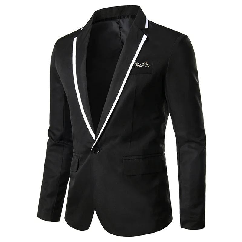 Urban Apparel Men's One Button Solid Color Casual Blazer Black