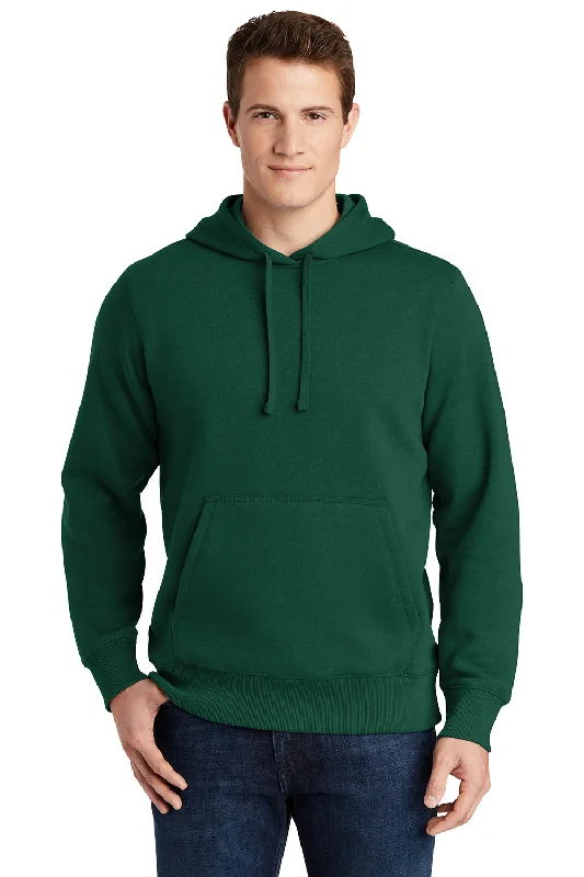 Modern Backpacks Sport-Tek Mens Shrink Resistant Fleece Hooded Sweatshirt Hoodie w/ Pouch Pocket - Forest Green