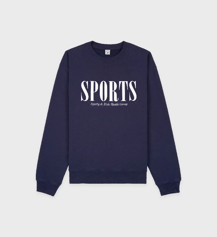 Casual Chic Sports Crewneck - Navy/White