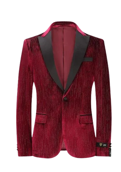 Casual Blazers Men’s Velvet Texture X-Slim Fit Sport-Coat by Suslo Couture