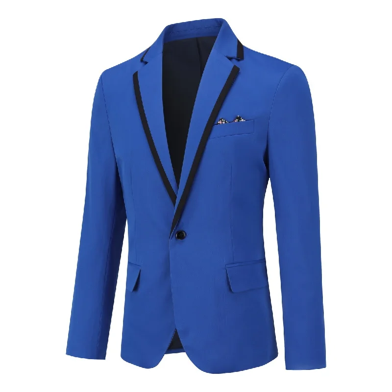 Comfortable Style Men's One Button Solid Color Casual Blazer Blue