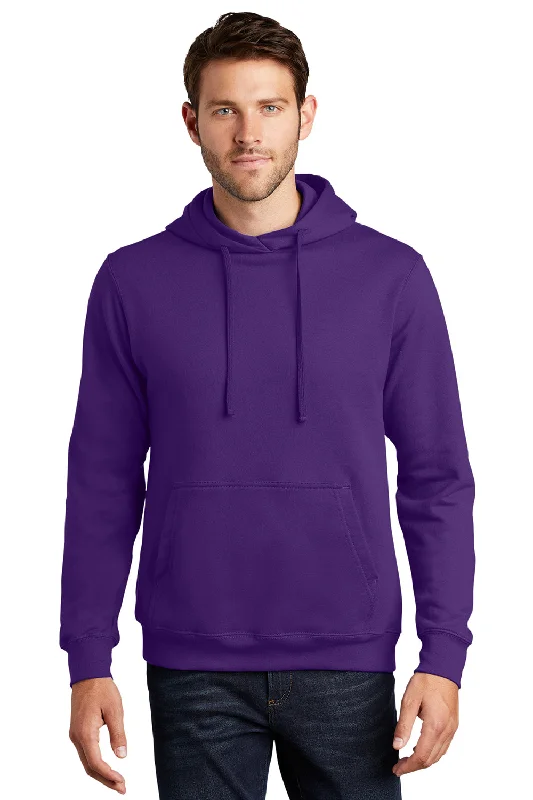 Active Gear Port & Company Mens Fan Favorite Fleece Hooded Sweatshirt Hoodie w/ Pouch Pocket - Team Purple