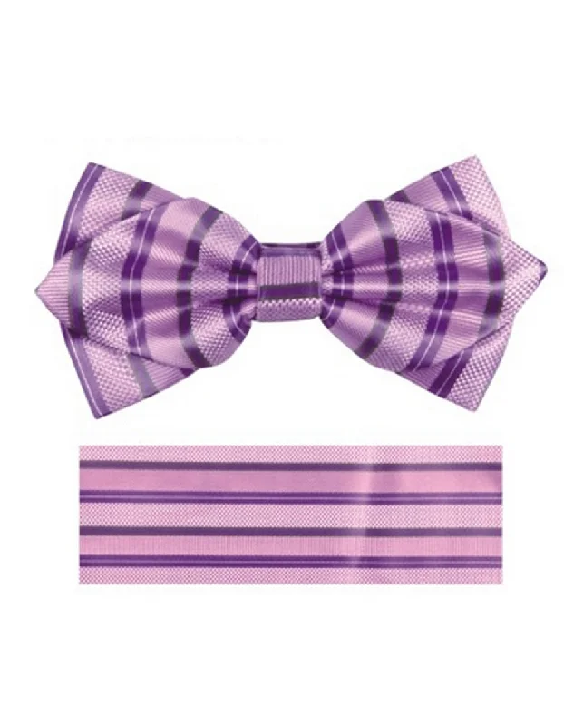 All-Day Wear Lavender Stripe Bow Tie Set