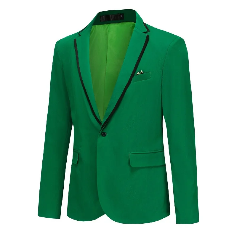 Sporty Suits Men's One Button Solid Color Casual Blazer Green