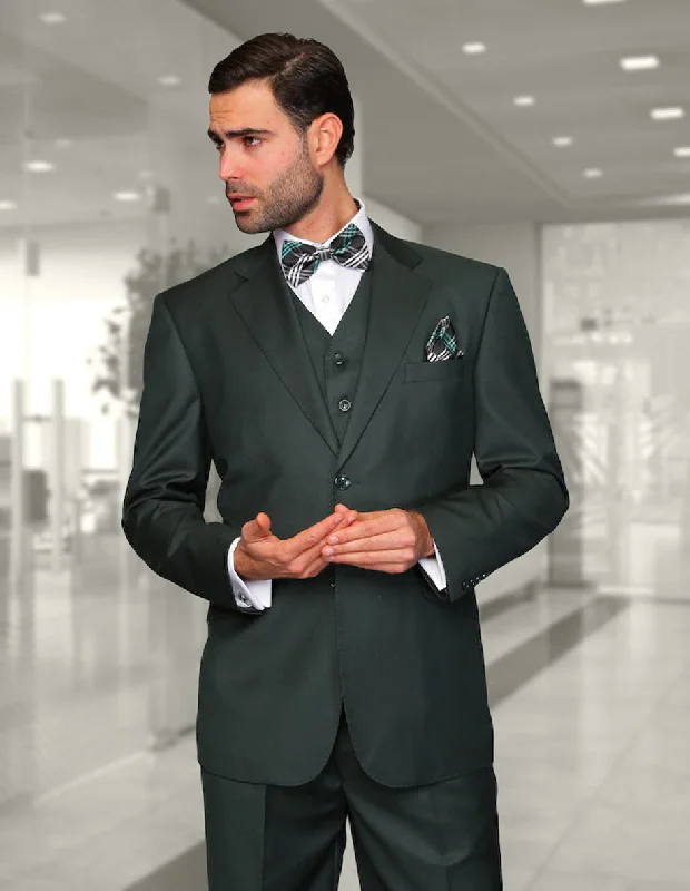 Casual Suits Mens 2 Button Classic Fit Pleated Pant Suit in Big & Tall Sizes in Hunter Green