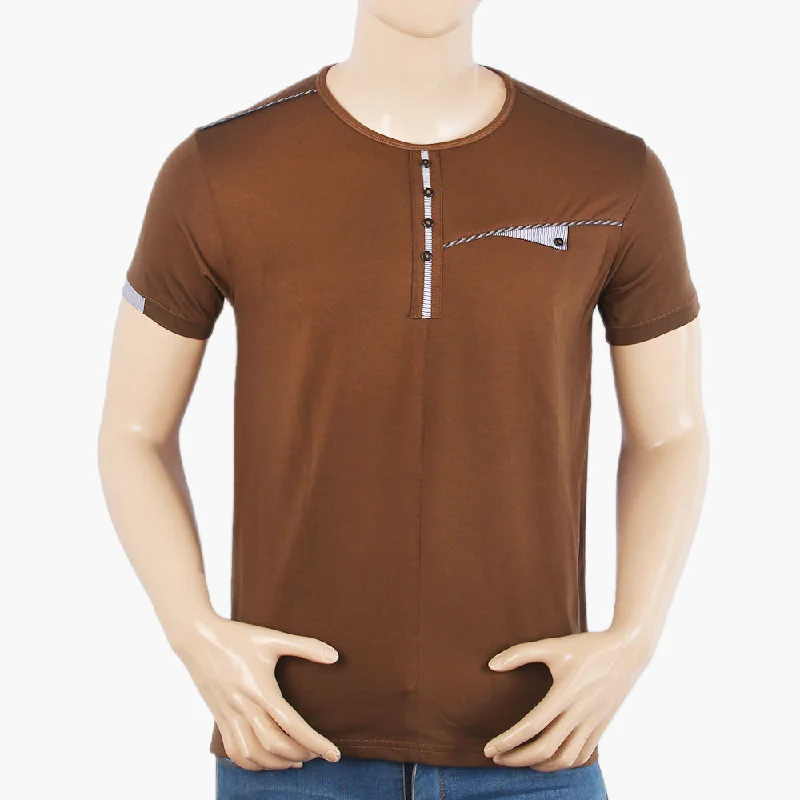 Urban Vests Men's Half Sleeves T-Shirt - Dark Brown