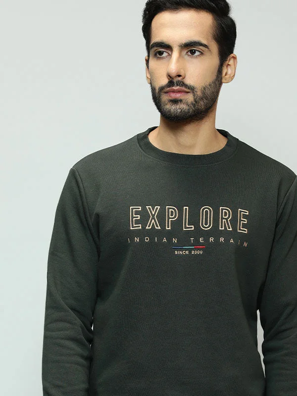 Casual Chic Men Full Sleeve Graphic Crew Neck Sweatshirt