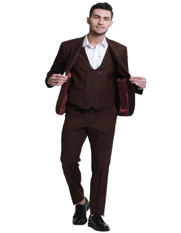 Cool Comfort Brown Wedding Suit - Jacket + Pants - Brown Tuxedo - Brown Groomsmen Suit