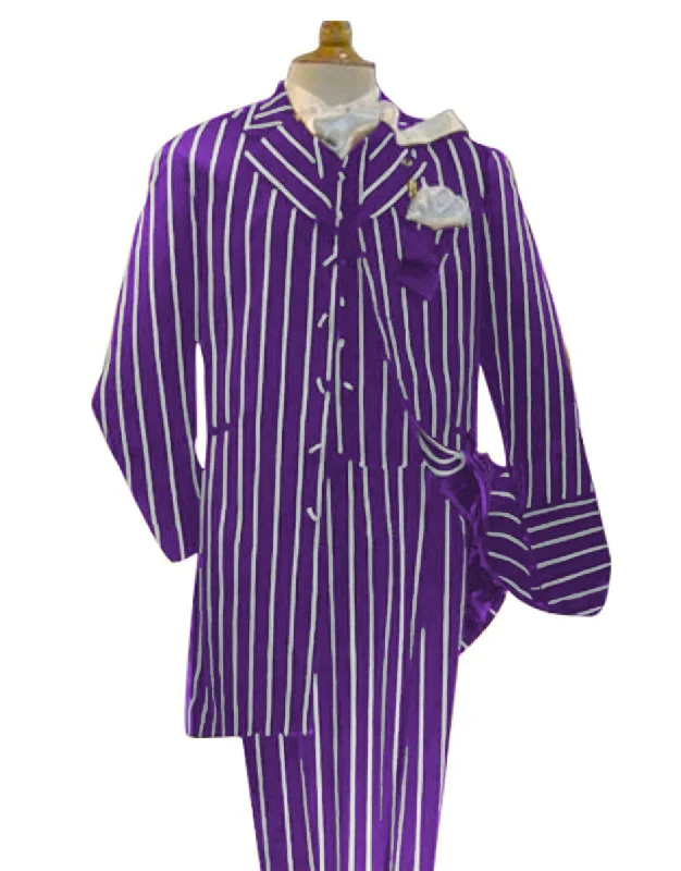 Sporty Look Purple and White Pinstripe Zoot Suit - Gangster 1920s Pinstripe Suit - Mens  Fashion Suit