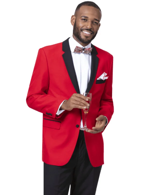 Casual Boots Mens Classic 2 Button Notch Lapel Tuxedo in Red