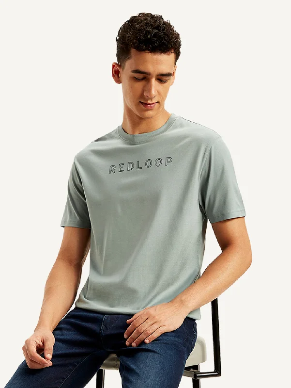 Relaxed Shirts Men's Typographic Print Crew Neck T-shirt