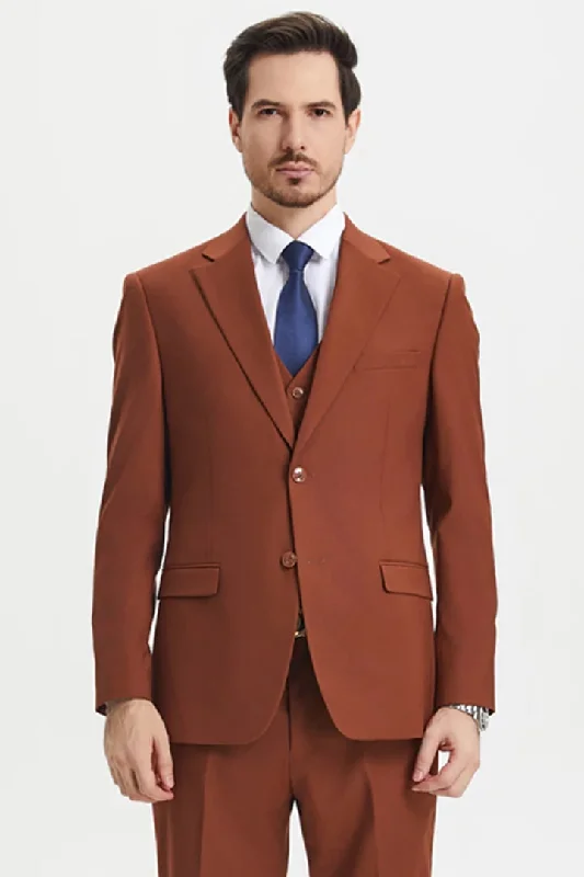 Easygoing Fashion Brown Wedding Suit - Jacket + Pants - Brown Tuxedo - Brown Groomsmen Classic Suit