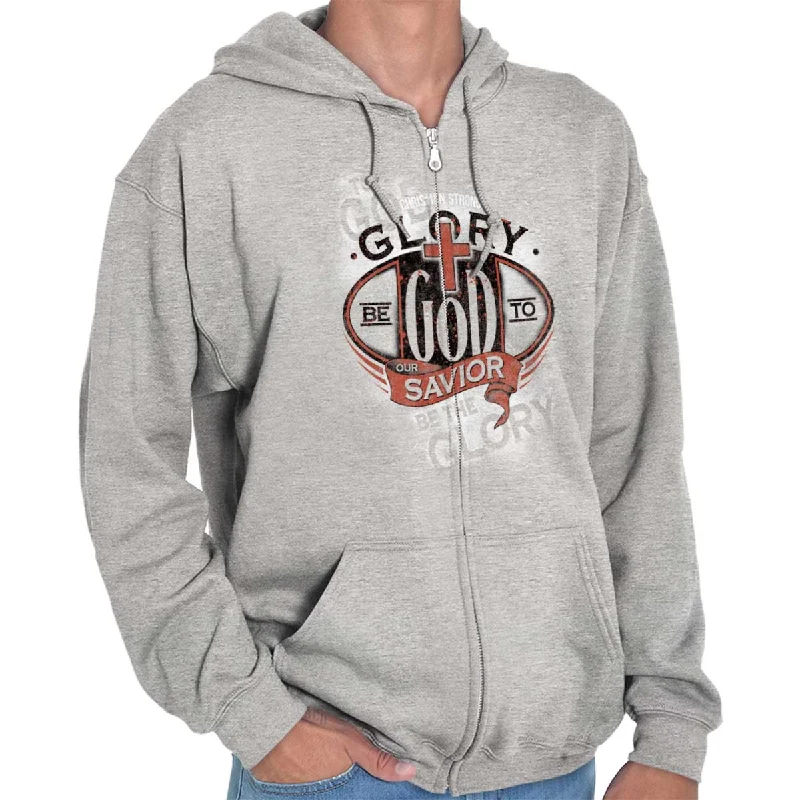 Relaxed Shirts Glory God Savior Zip Hoodie