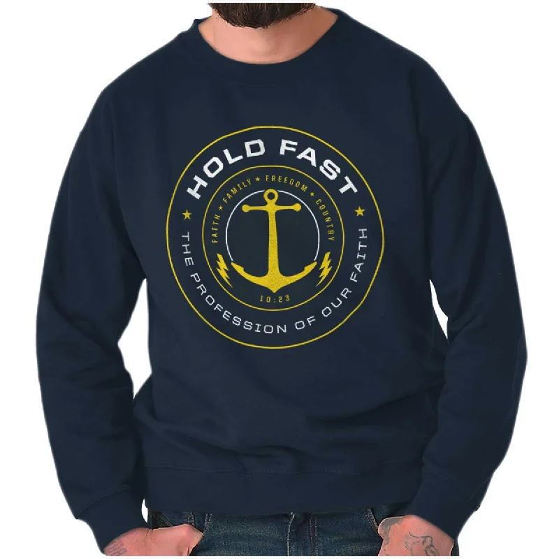 Cool Hoodies Hold Fast to Faith Crewneck Sweatshirt