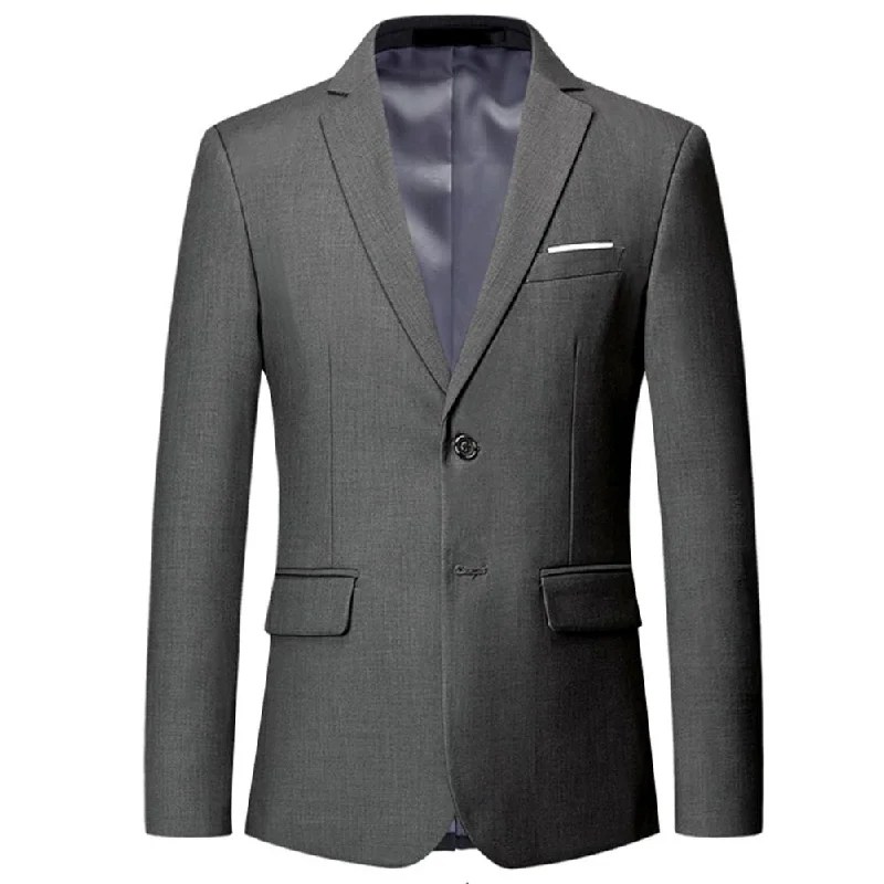 Easygoing Fashion Classic Grey Blazer Two Buttons Blazer