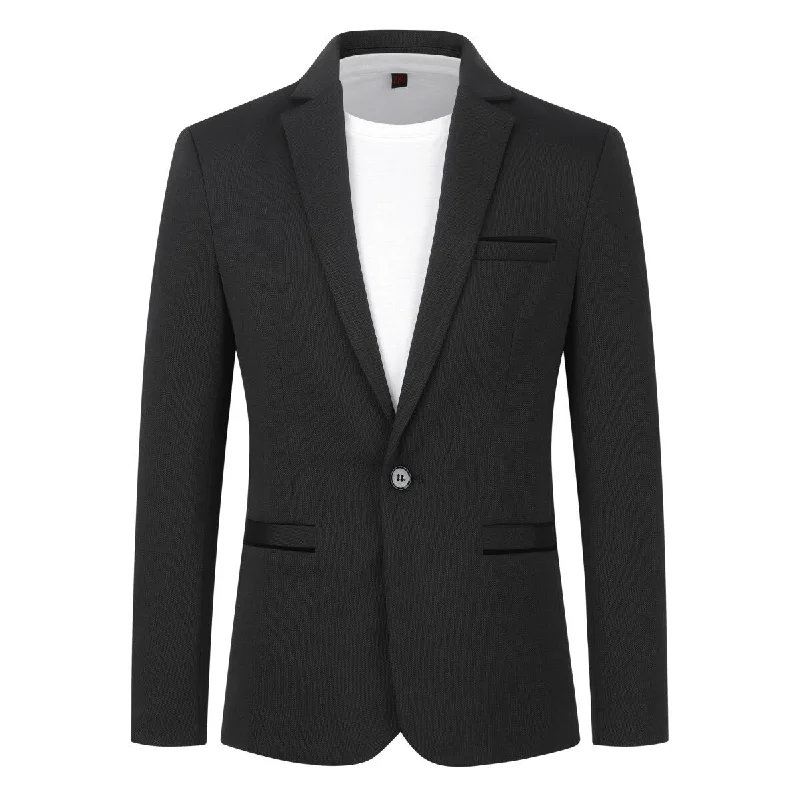 Effortless Style Men's Suit Jacket Slim Fit Coat Business Daily Blazer Black