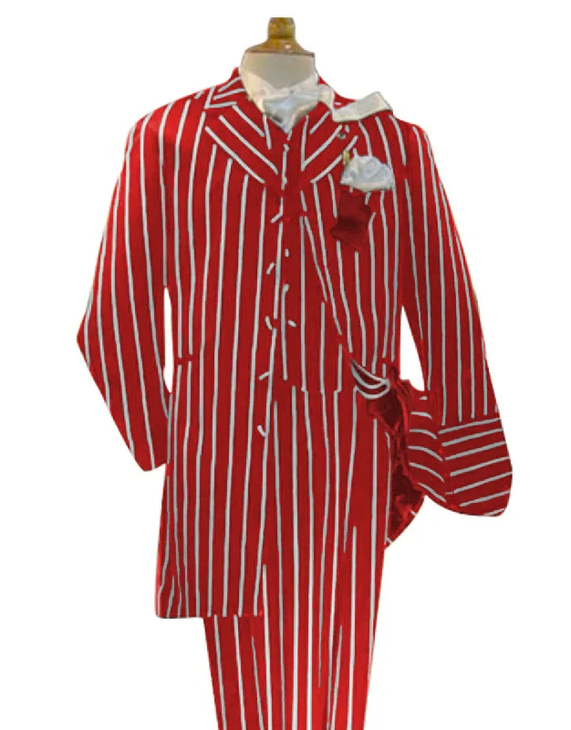 Relaxed Wear Red and White Pinstripe Zoot Suit - Gangster 1920s Pinstripe Suit - Mens  Fashion Suit