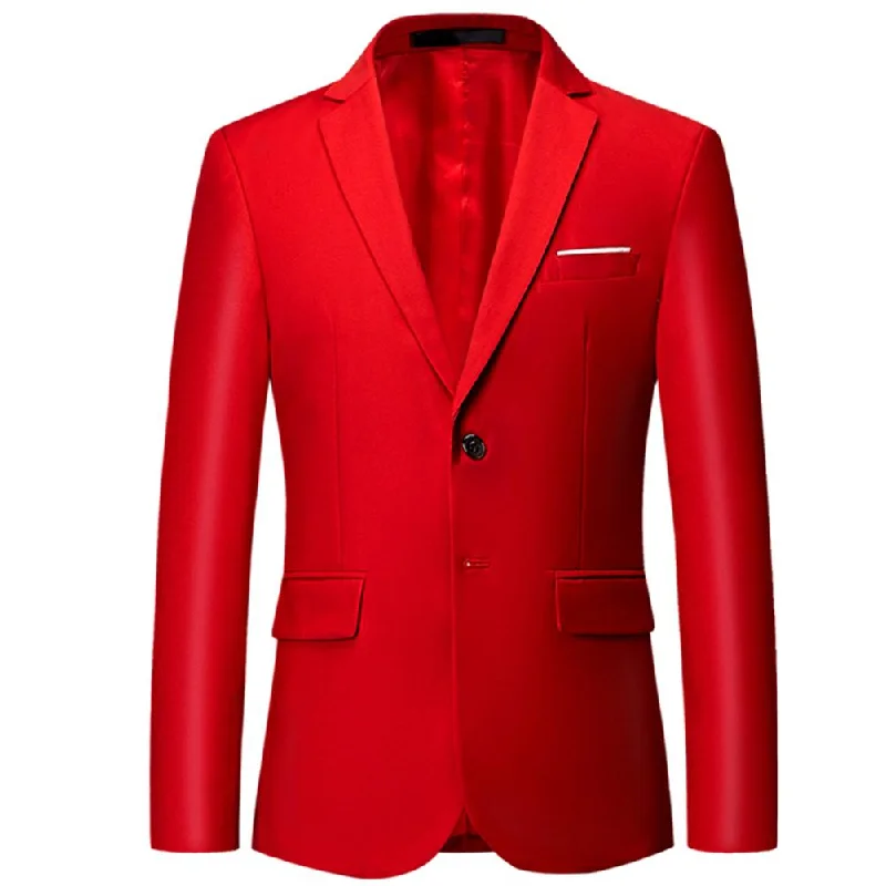 Sporty Look Classic Red Blazer Two Buttons Blazer