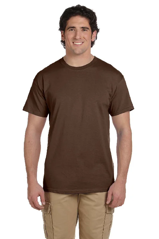 Designer Scarves Fruit Of The Loom Mens HD Jersey Short Sleeve Crewneck T-Shirt - Chocolate Brown - Closeout