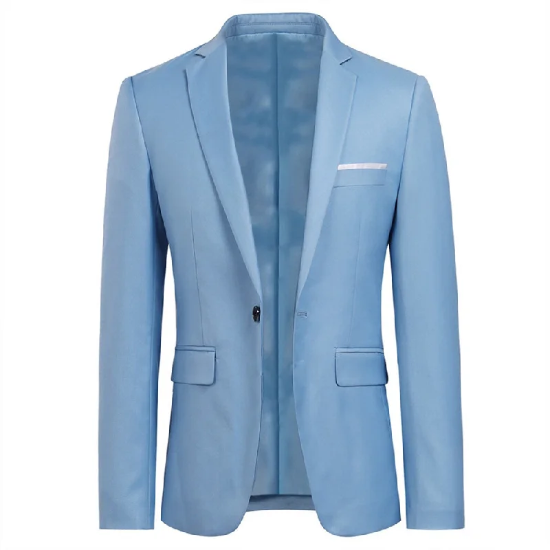 Weekend Outfits Baby Blue Stylish Blazer One Button Casual Blazer