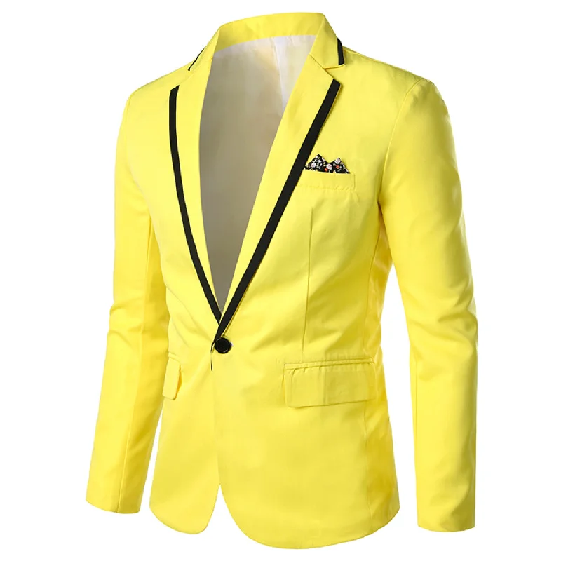 Fashion Basics Men's One Button Solid Color Casual Blazer Yellow