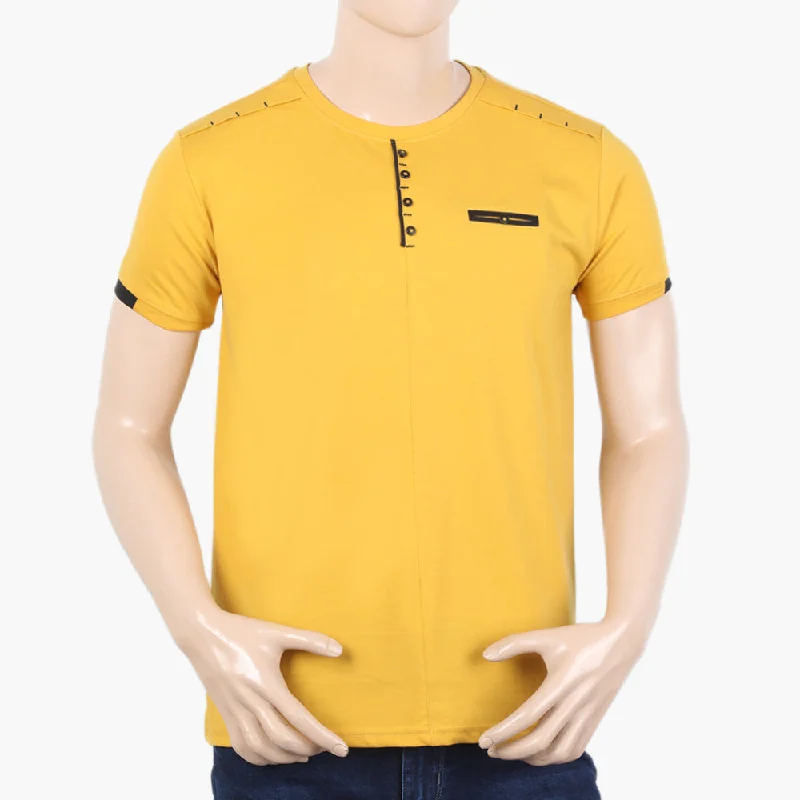 Sweater Vest Men's Half Sleeves T-Shirt - Yellow