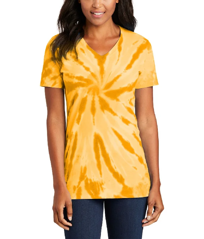 Hiking Boots Women's Cotton Tie-Dye V-Neck Short Sleeve Tee