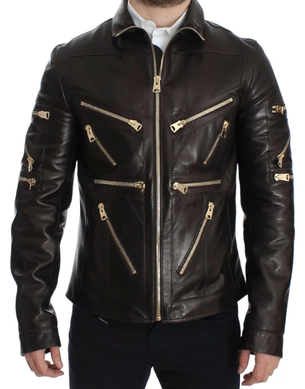 Fashion Basics Dolce & Gabbana Elegant  -Detailed Leather Men's Jacket