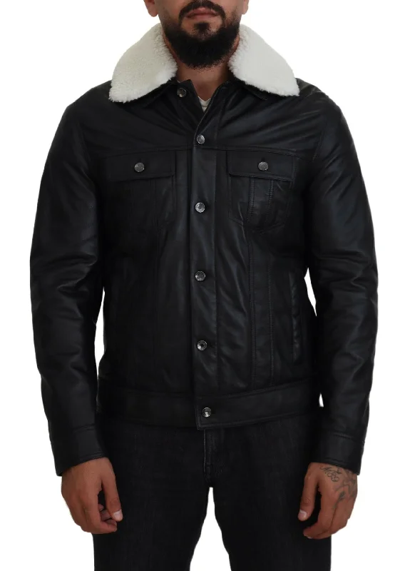 Everyday Outfits Dolce & Gabbana Elegant  Leather Bomber Men's Jacket