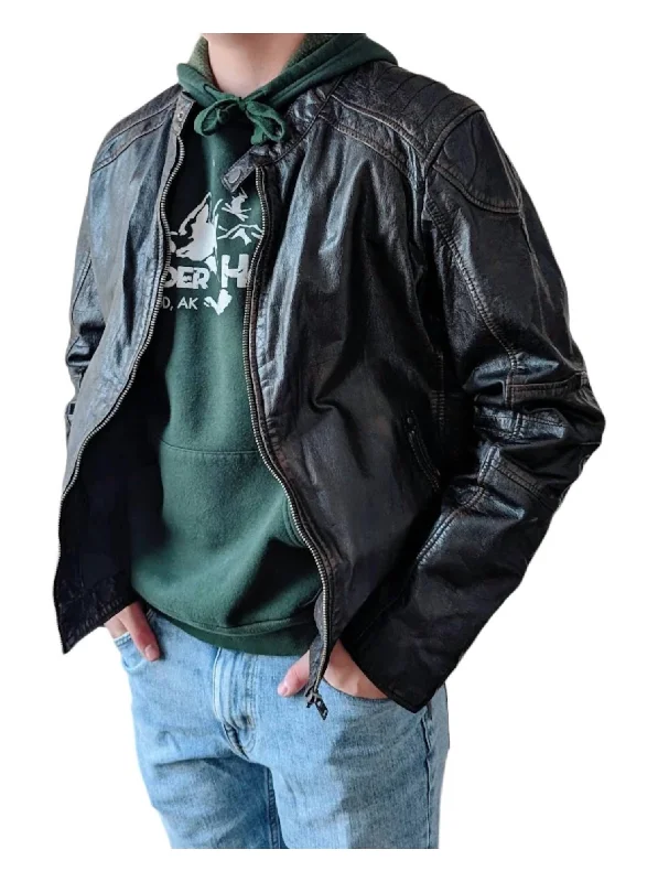 Luxury Comfort Men's Brent Leather Jacket In Black