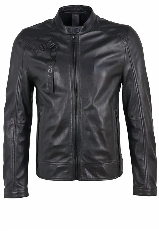 Streetwear Look Men's Leather Jacket In Black