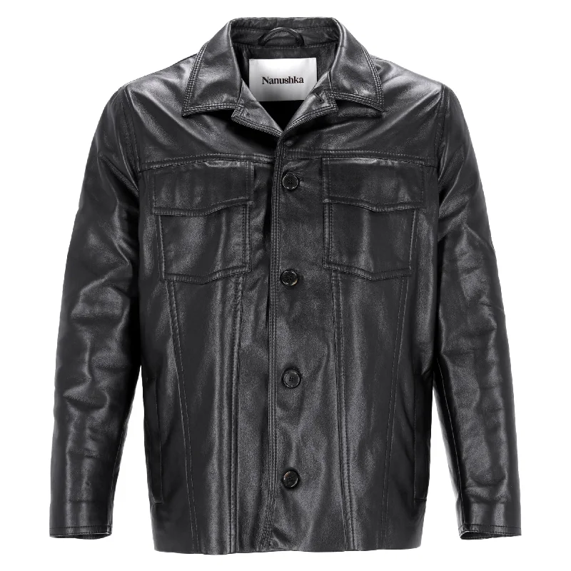 Soft Fabrics Nanushka Cody Jacket in Black Regenerated Leather