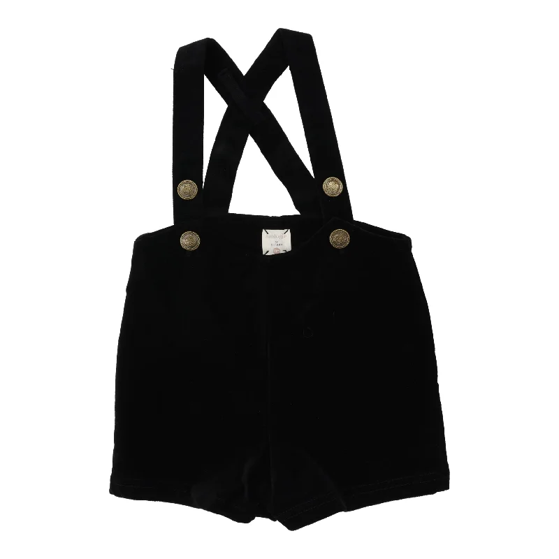 Relaxed Fit Analogie By Lil Legs Velvet Suspender Shorts Black Velvet