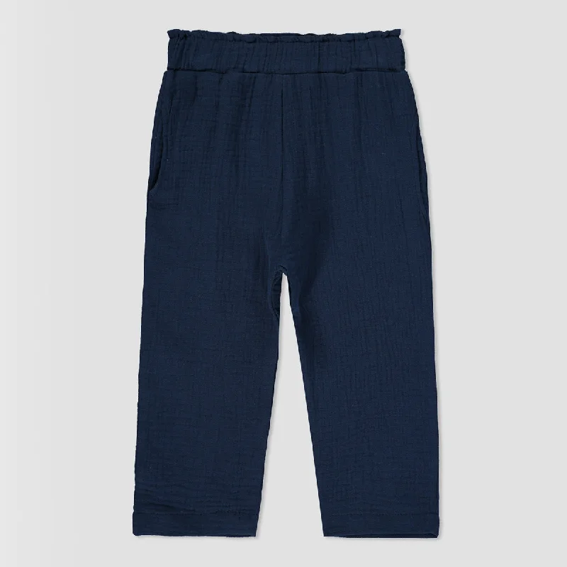 Trendy Joggers Noah pant in navy gauze